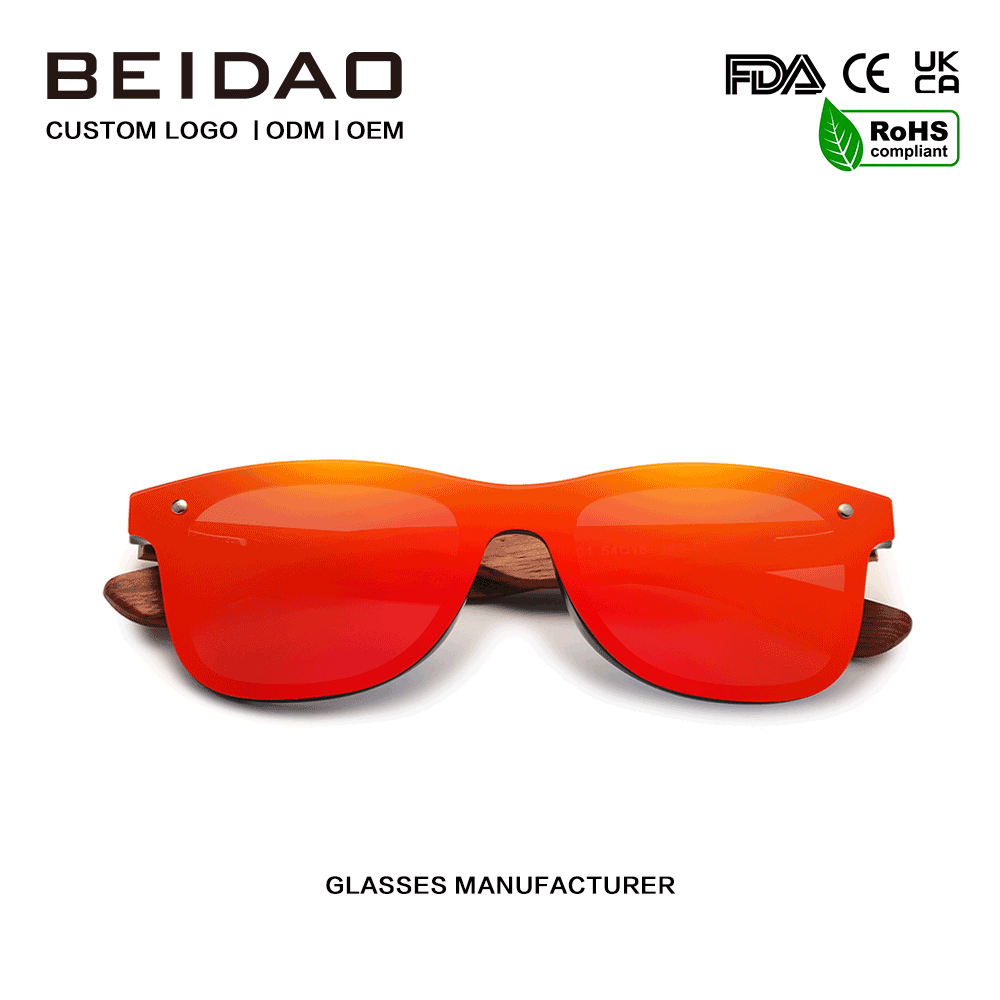 Оригинальные красные поляризованные солнцезащитные очки унисекс Bubinga Wood Red